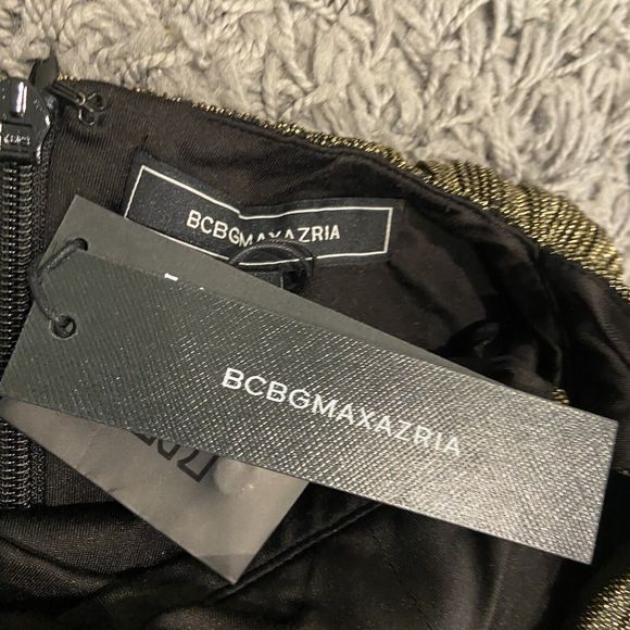 BCBGMAXAZRIA NEW Gold Shimmer Metallic Evening Gown Size XL - Picture 11 of 15